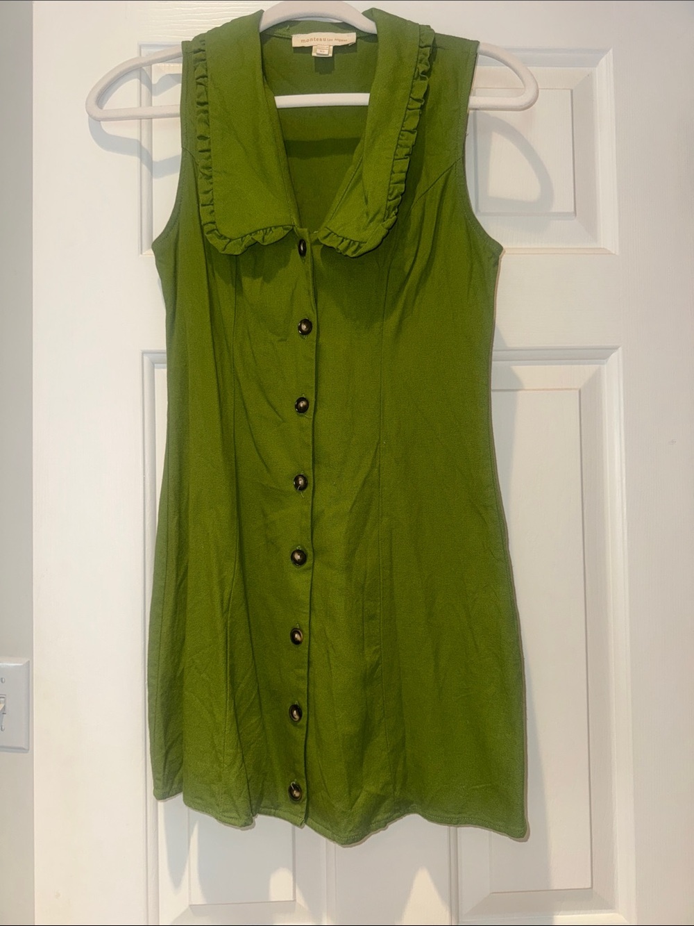 Sleeveless Olive Green Button-Front dress